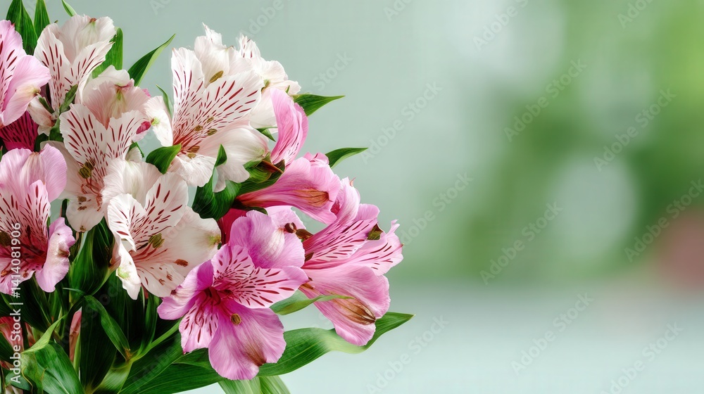 Obraz premium A stunning vase of fresh flowers exuding natural beauty and colorfulness, perfect for home decor and aesthetic appeal