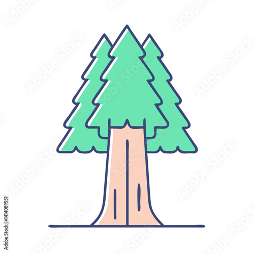 Majestic Redwood Trees in a Lush Forest Setting A Vibrant Illustration of Nature