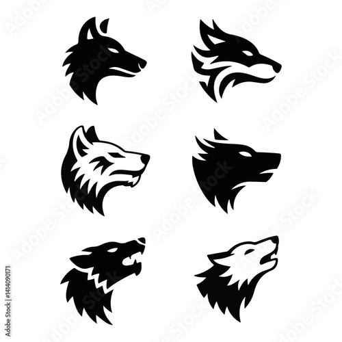 Wallpaper Mural Fox head set vector silhouette.Wild animal head icons, vector design, nature background, graphic design Torontodigital.ca