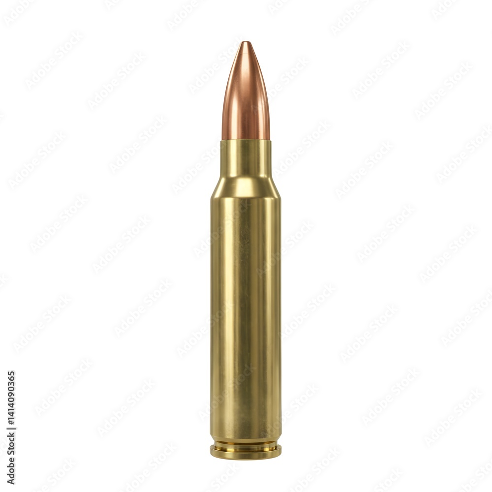 Isolated Rifle Bullet on White Background - Ammunition and Weaponry Isolated Rifle Bullet on White Background - Ammunition and Weaponry