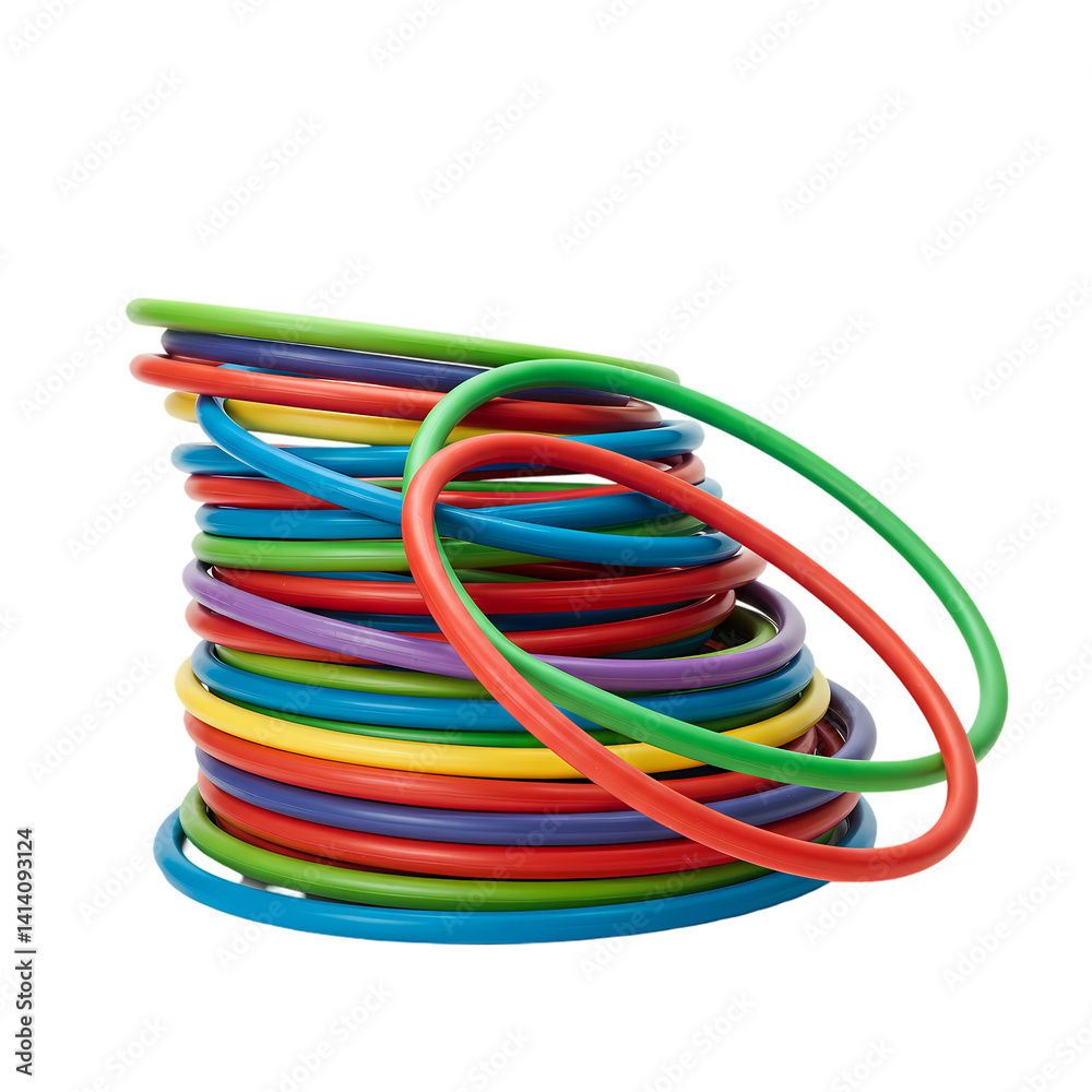 Colorful Plastic Bangles Stack on Transparent background Colorful Plastic Bangles Stack on Transparent background