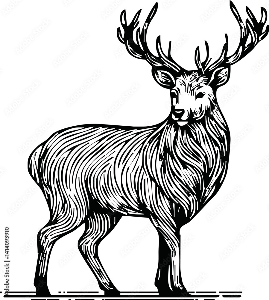 Φωτογραφία Vintage engrave isolated deer illustration ink sketch