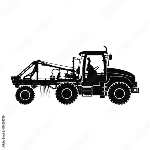 Tractor Sprayer simple minimal black silhouette