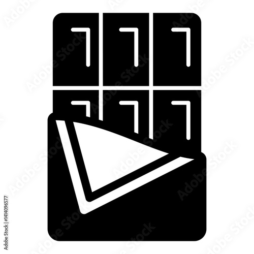 Chocolate bars in wrapping paper solid icon, sweets pastry concept. Vector graphics. Bar piece of sweet chocolate sign on white background, glyph style mobile or design.