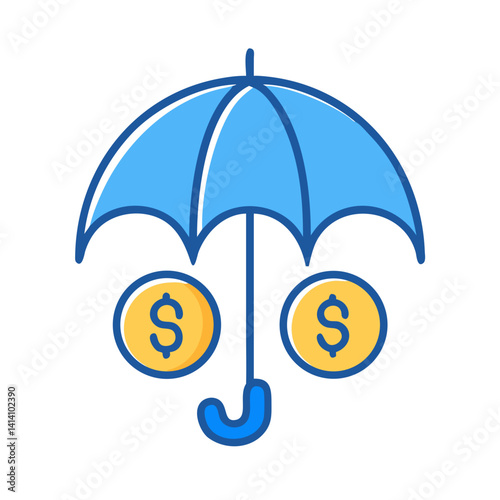 Umbrella Covering Dollar Coins Symbol Icon Design photo