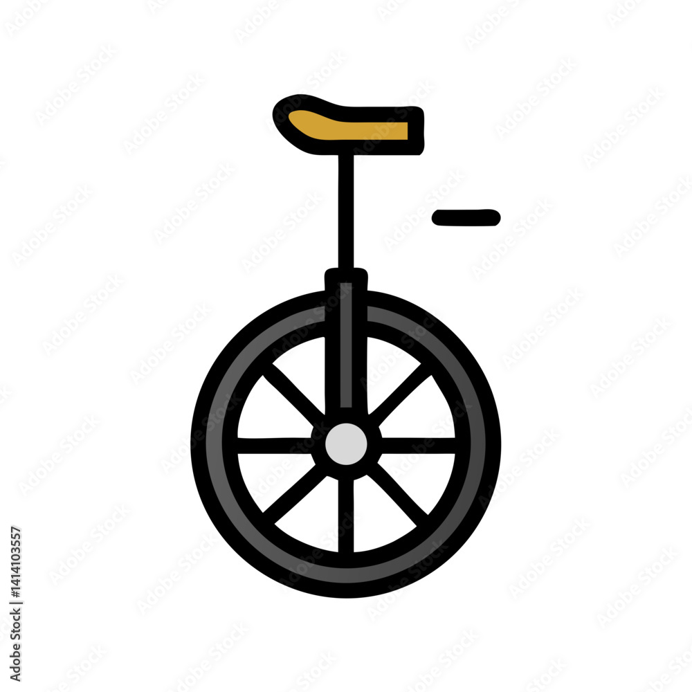 Unicycle with Single Large Wheel Icon Design