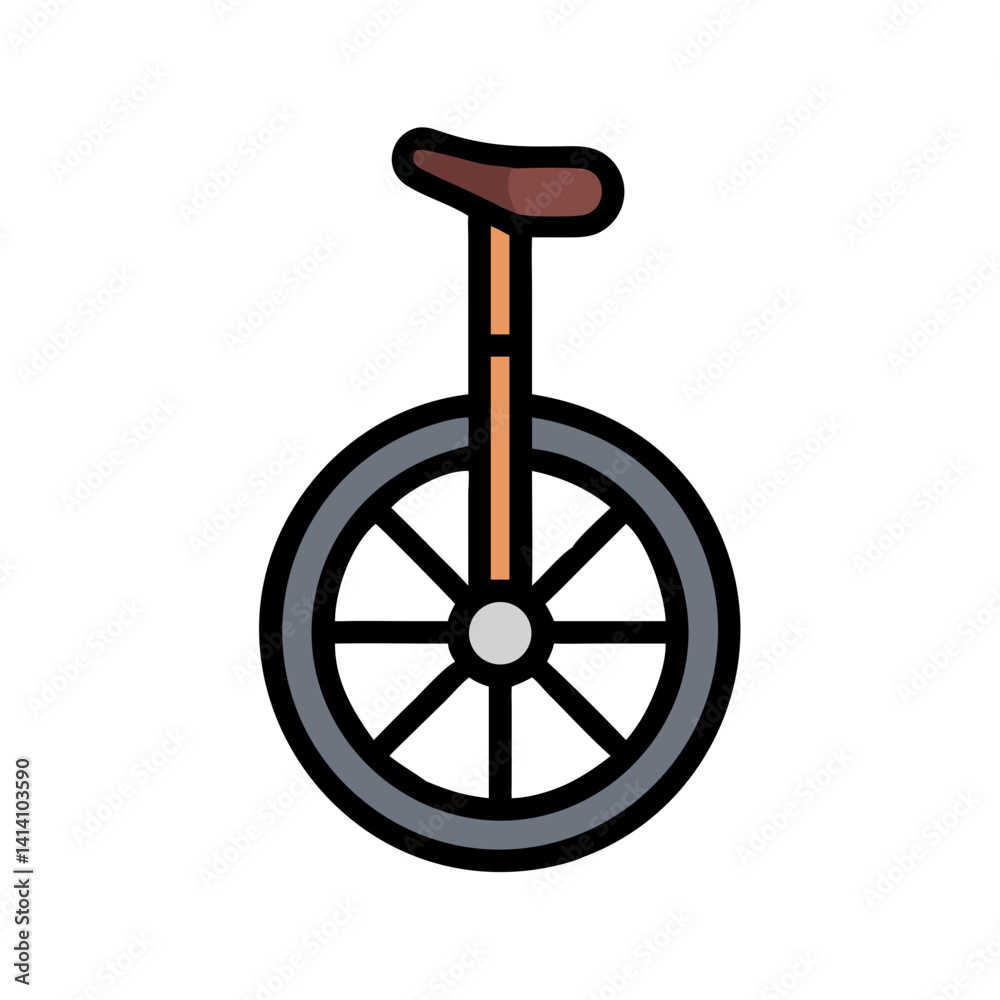Unicycle with Single Large Wheel Icon Design Unicycle with Single Large Wheel Icon Design