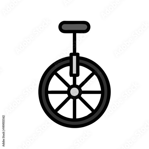 Unicycle with Single Large Wheel Icon Design