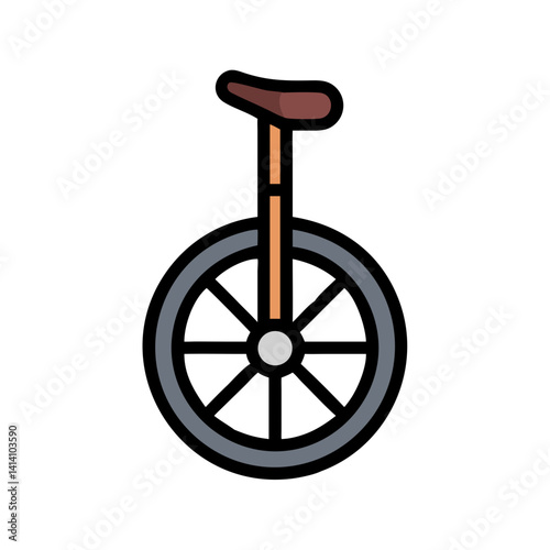 Unicycle with Single Large Wheel Icon Design
