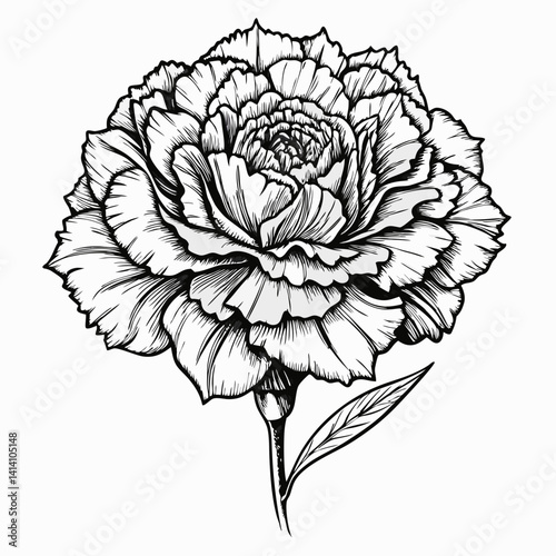 hand drawn carnation flower outline illustration 