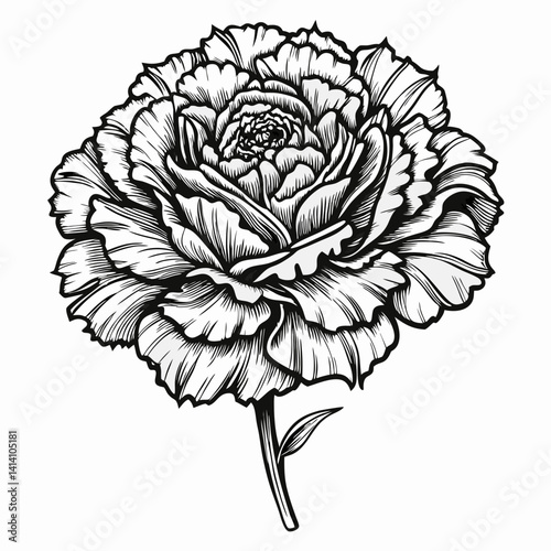 hand drawn carnation flower outline illustration 