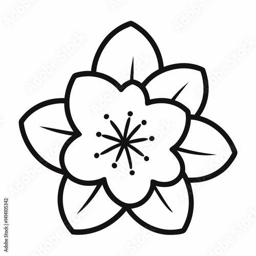 hand drawn cherry-blossom flower outline illustration 