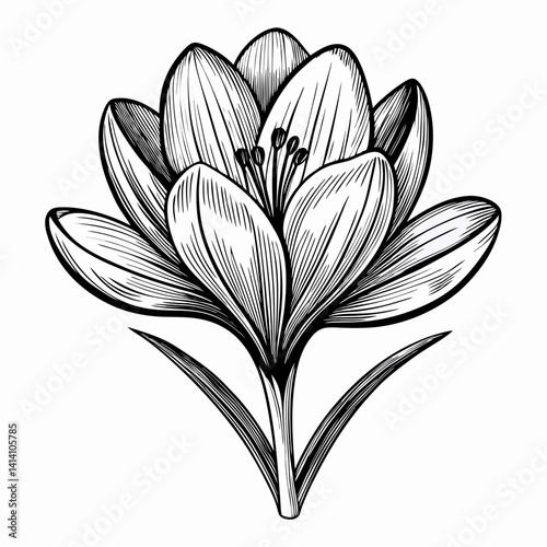 crocus hand drawn crocus flower outline illustration 