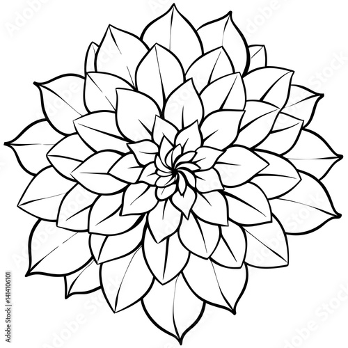 hand drawn dahlia flower outline illustration 