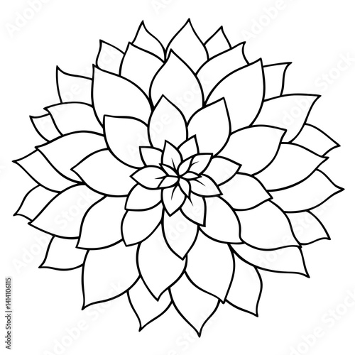 hand drawn dahlia flower outline illustration 