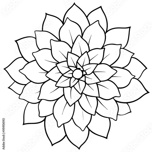 hand drawn dahlia flower outline illustration 