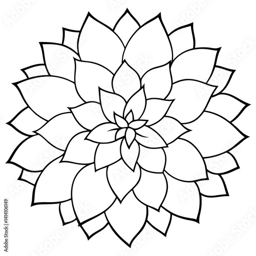 hand drawn dahlia flower outline illustration 