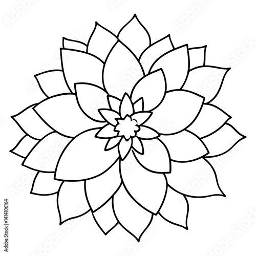 hand drawn dahlia flower outline illustration 