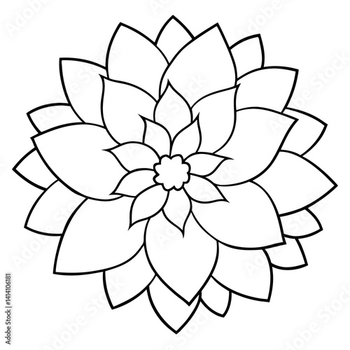 hand drawn dahlia flower outline illustration 