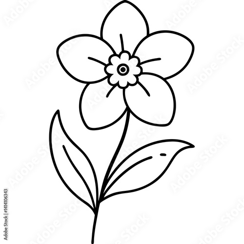 hand drawn forget flower outline illustration 