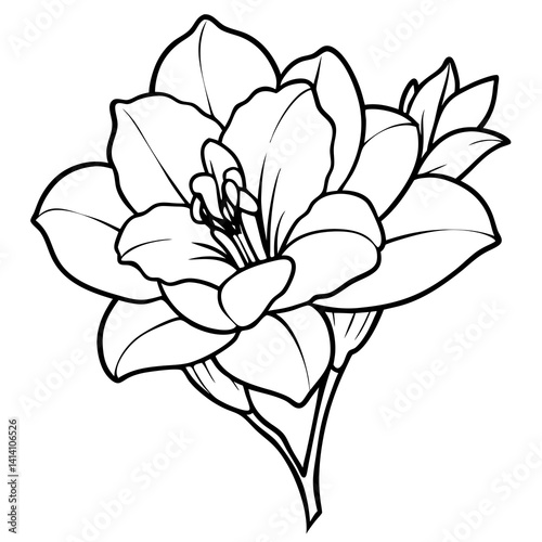 hand drawn freesia flower outline illustration 