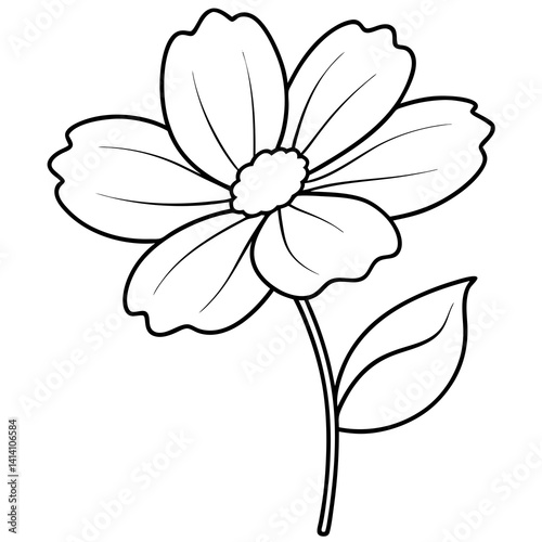 hand drawn garden flower outline illustration 