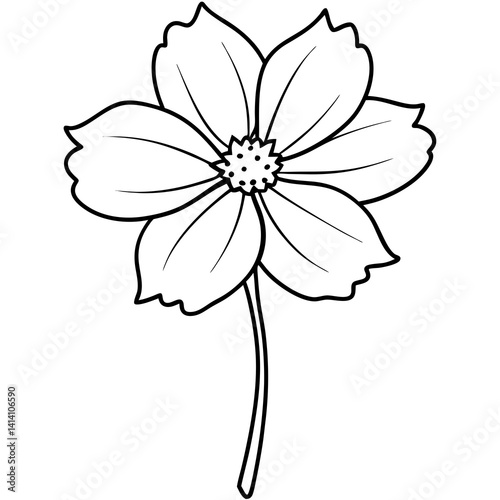 hand drawn garden flower outline illustration 