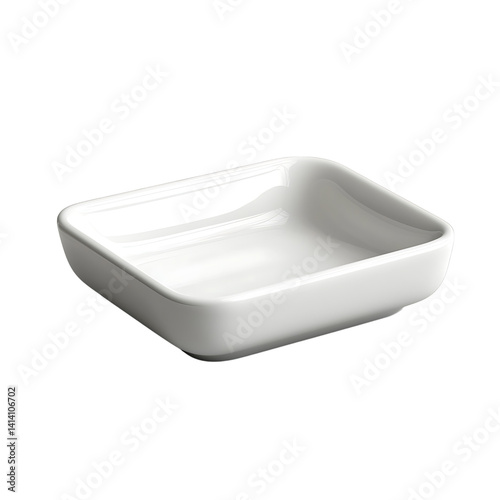 Obraz na płótnie Glossy white ceramic soap dish with soft curves and rectangular shape featuring smooth edges and clean design presented alone on a transparent background w salonie