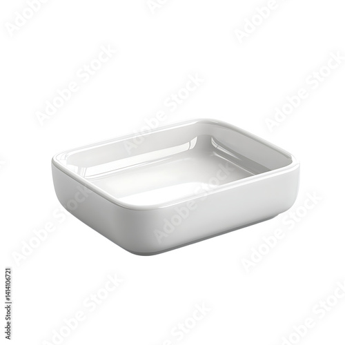 Obraz na płótnie Glossy white ceramic soap dish with soft curves and rectangular shape featuring smooth edges and clean design presented alone on a transparent background w salonie