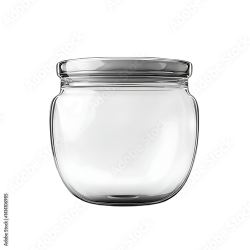 Obraz na płótnie Clear cylindrical glass storage jar with reflective metal lid seen from front view showing clean minimal container design on a transparent background w salonie