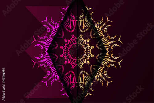Mandala style artwork with concentric circles and intricate shapes in warm hues

