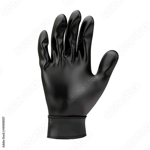 Obraz na płótnie Black rubber glove shaped for right hand with flexible form and soft reflective surface used for household or hygiene tasks on a transparent background w salonie