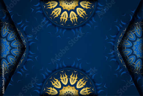 Mandala inspired spiritual art with central concentric design and blue ornamental flowers

