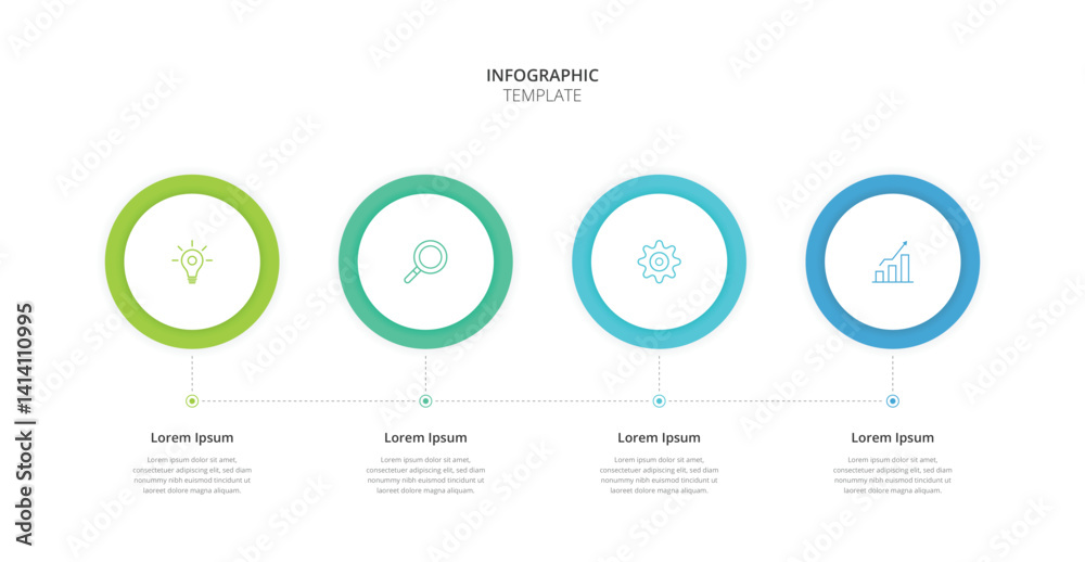 Infographic 4 Step timeline journey. Presentation graph, flat simple infographics design template. Clean timeline infographic design template with 4 options. Vector for presentation