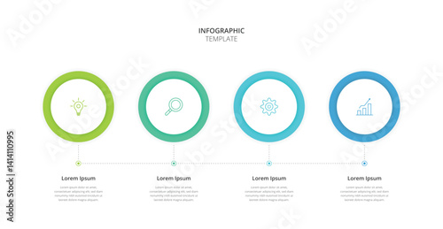 Infographic 4 Step timeline journey. Presentation graph, flat simple infographics design template. Clean timeline infographic design template with 4 options. Vector for presentation