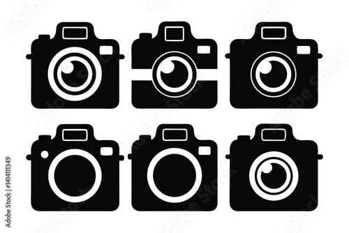 black camera icon illustration silhouette vector set