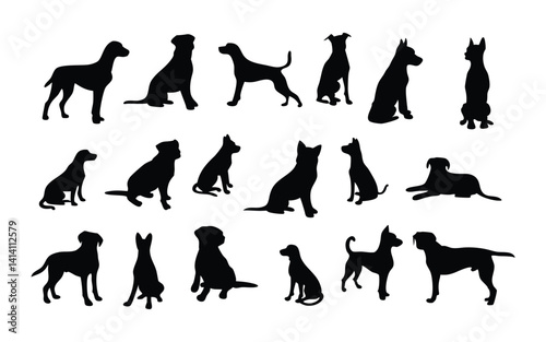 Obraz na płótnie Dogs vector silhouette set w salonie