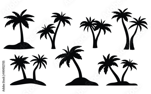 Obraz na płótnie Palm trees vector silhouette set w salonie