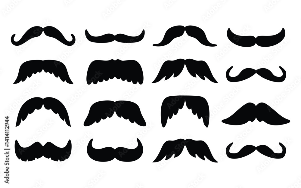 Mustaches vector silhouette set