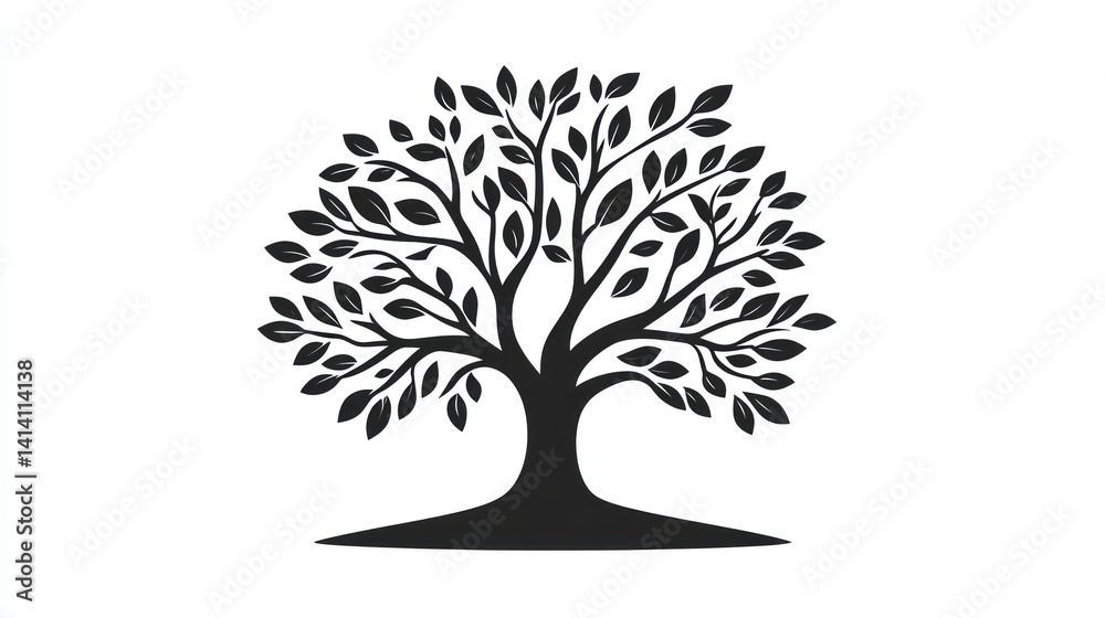 Obraz premium Elegant Silhouette of a Lush Tree: A Symbol of Nature's Beauty and Growth