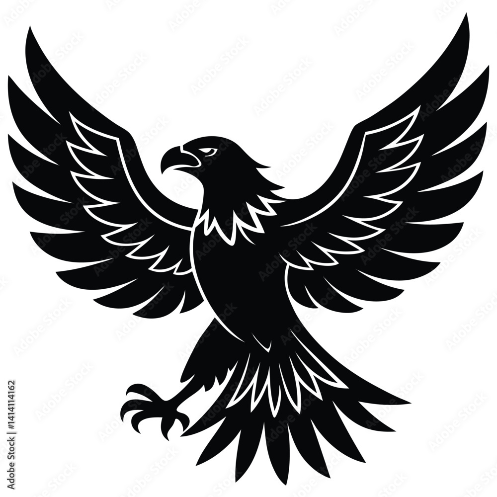 Obraz premium Eagle Bird silhouette vector art illustration