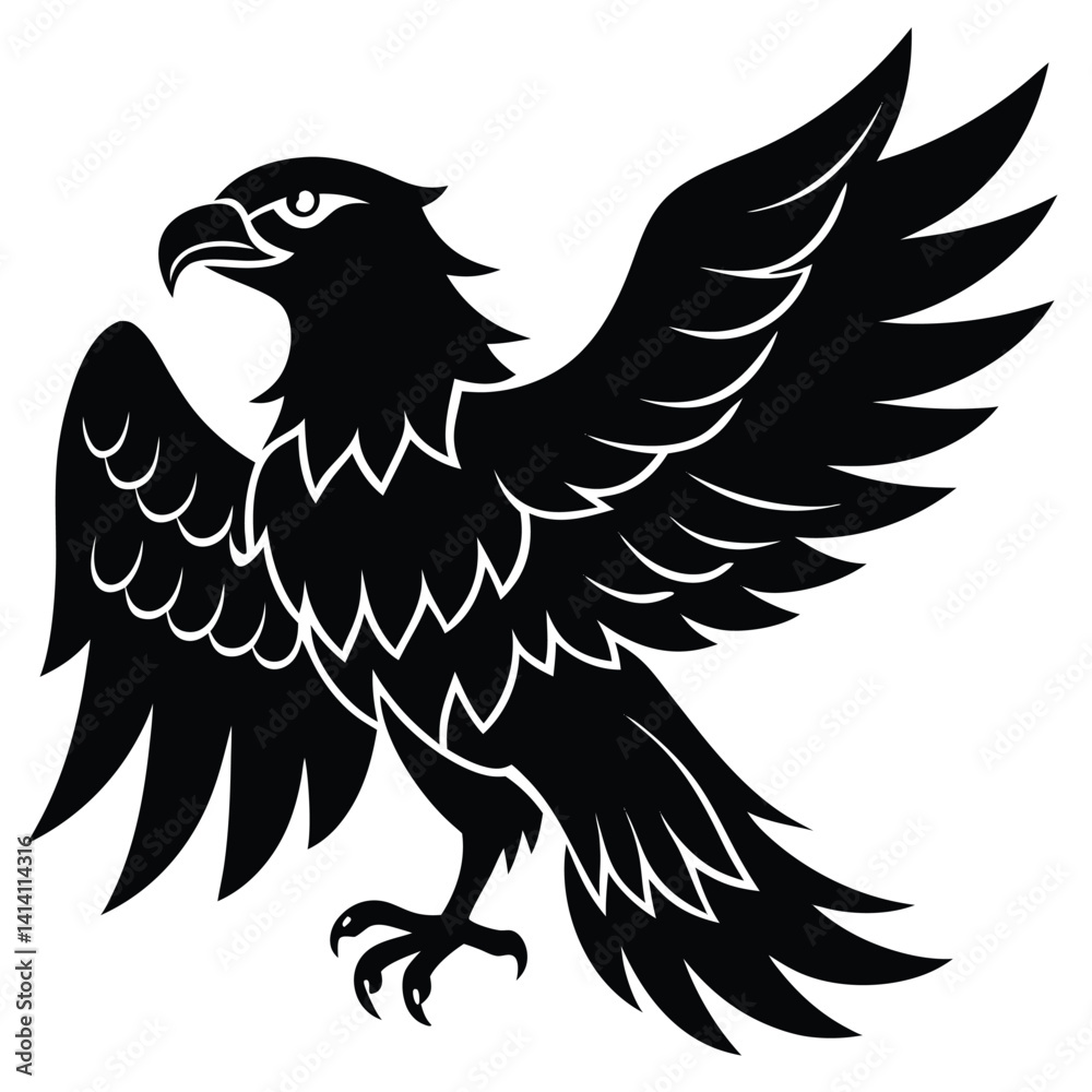 Obraz premium Eagle Bird silhouette vector art illustration