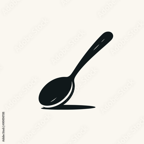  very simple flat and single minimalist Wooden Spoon Silhouettes in black on a white background