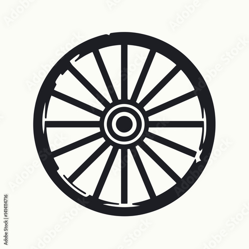  very simple flat and single minimalist Wagon Wheel Spoke Silhouettes in black on a white background 
