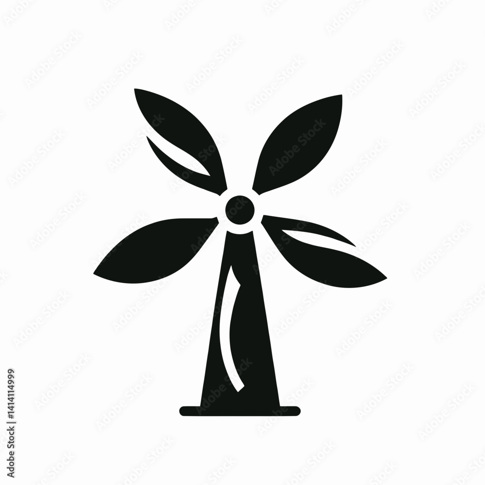 very simple flat and single minimalist Windmill Blade Silhouettes in black on a white background very simple flat and single minimalist Windmill Blade Silhouettes in black on a white background