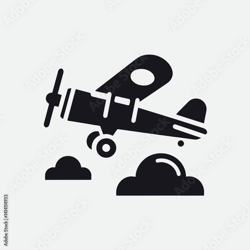  very simple flat and single minimalist Toy Airplane Silhouettes in black on a white background 