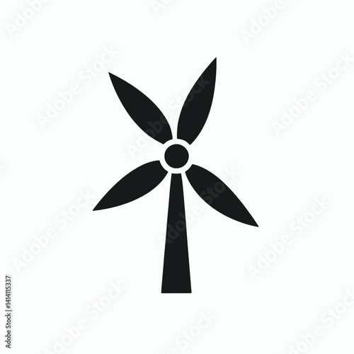  very simple flat and single minimalist Windmill Blade Silhouettes in black on a white background 