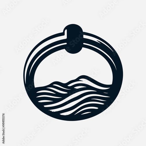  very simple flat and single minimalist Towel Ring Silhouettes in black on a white background 
