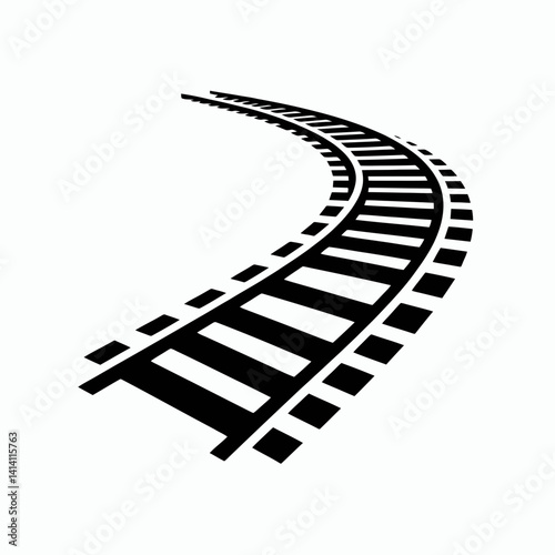  very simple flat and single minimalist Train Track Rail Silhouettes in black on a white background 