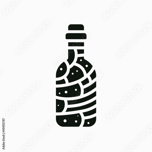  very simple flat and single minimalist Wine Bottle Cork Silhouettes in black on a white background 